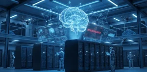 Grabación con dron profesional mostrando una vista aérea de empresa o institución pública