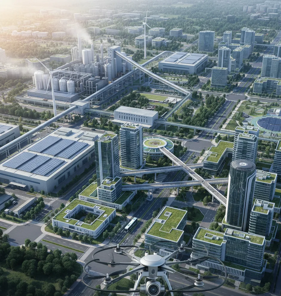 Grabación aérea con dron profesional para video corporativo empresarial