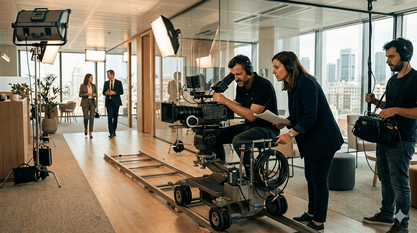 Cámara cinematográfica profesional usada en producción de vídeo corporativo empresarial